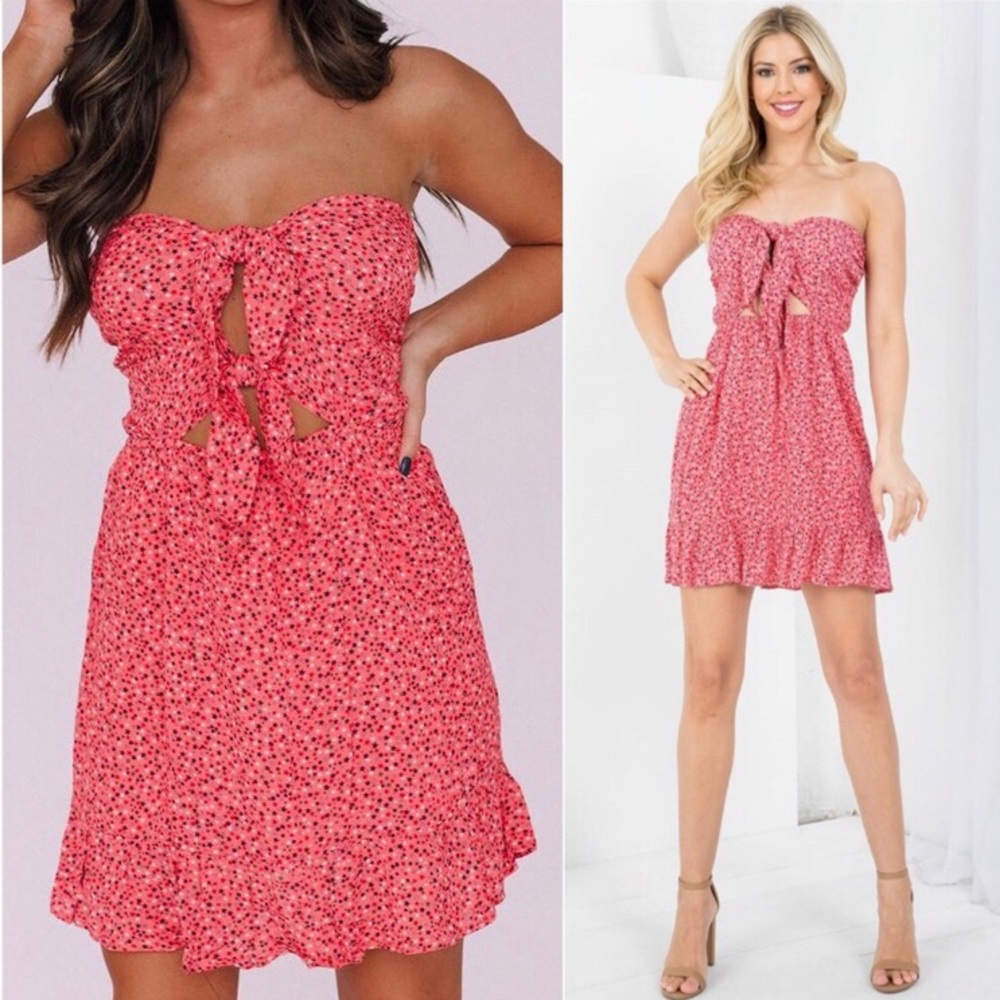 Pink patriotic star print 4th of July women’s cute mini dress - Picture 1 of 5
